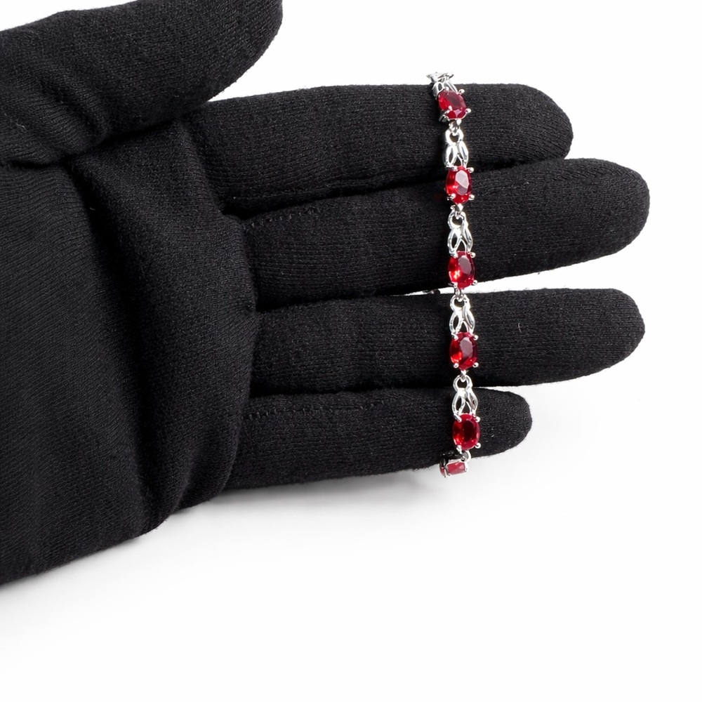 Swarovski Red Crystal Tennis Bracelet in Silver Tone